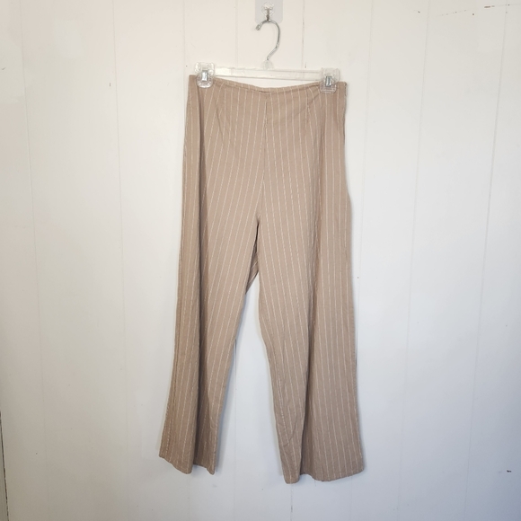 san souci Pants - San Souci Wide Leg Crop Cropped High Waisted Rise Trousers Pants Linen Cotton